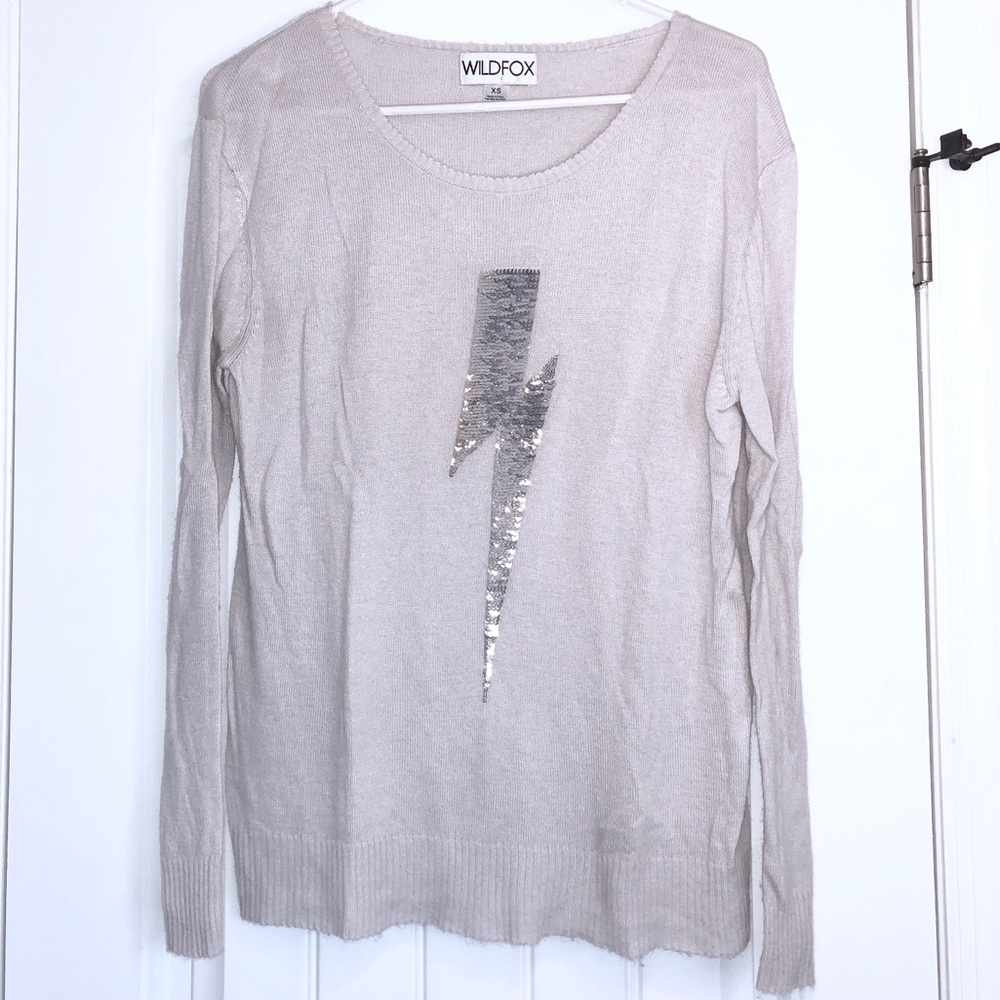 WILDFOX Cashmere Sequin Lightning Bolt Sweater
